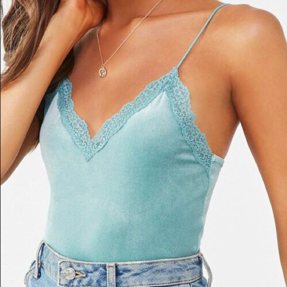 2 for 10 Velvet Lace Trim Bodysuit